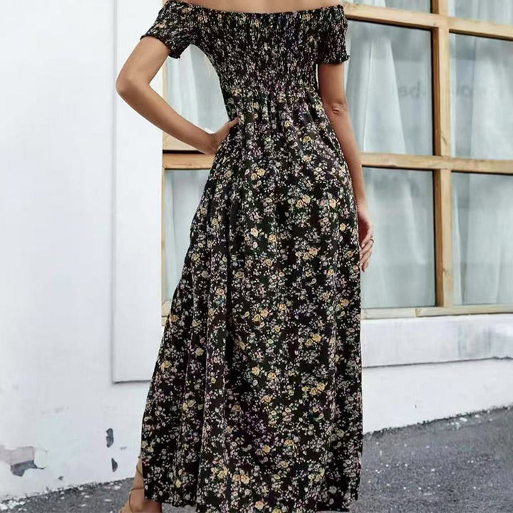 Damen Elegantes Blumen Off-Shoulder Kleid
