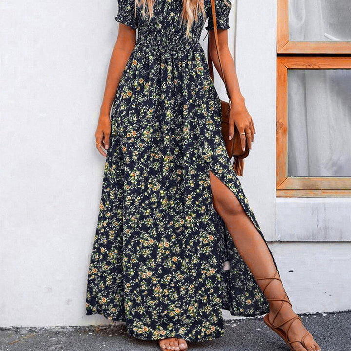 Damen Elegantes Blumen Off-Shoulder Kleid