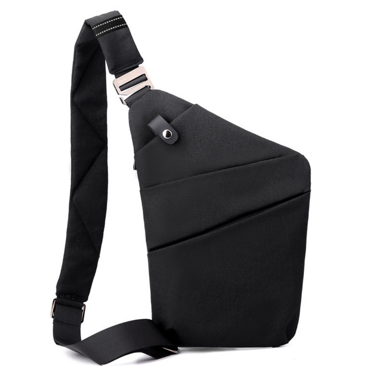 "Stilvolle Anti-Diebstahl Umhängetasche für Damen, elegant in Dunkelgrau mit versteckten Fächern und verstellbarem Riemen."