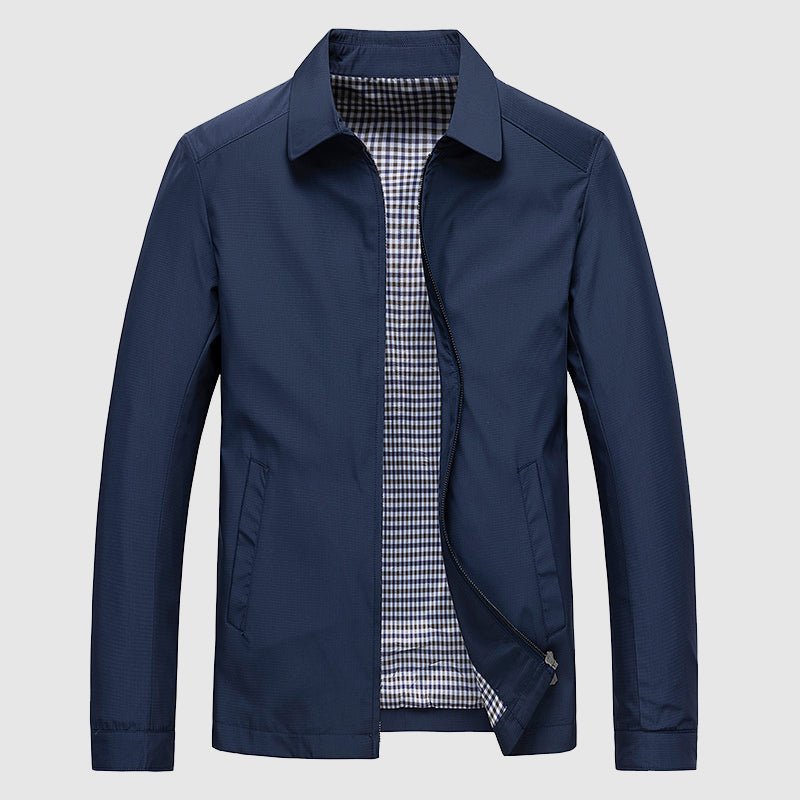 "Stilvolle blaue Noah Frühlingsjacke für Damen, eleganter Umlegekragen, leichter Polyesterstoff, perfekte Passform"