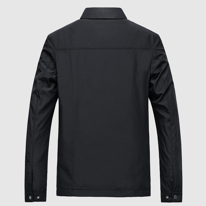 "Stilvolle blaue Noah Frühlingsjacke für Damen, eleganter Umlegekragen, leichter Polyesterstoff, perfekte Passform"