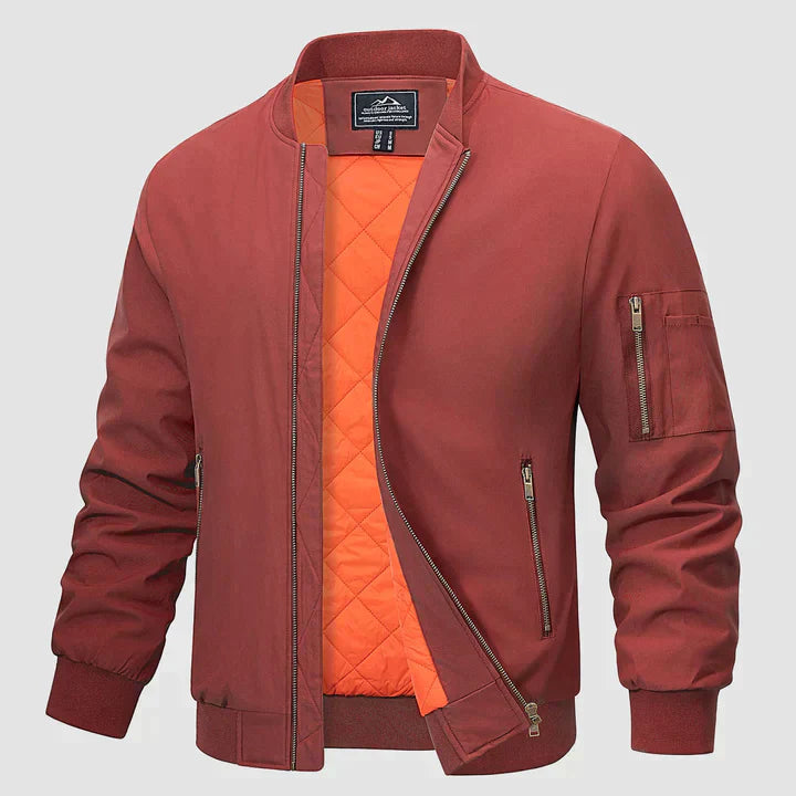 Stilvolle Herren-Bomberjacke in Schwarz, leicht und winddicht, mit klassischem Schnitt und modernen Details, vielseitig einse