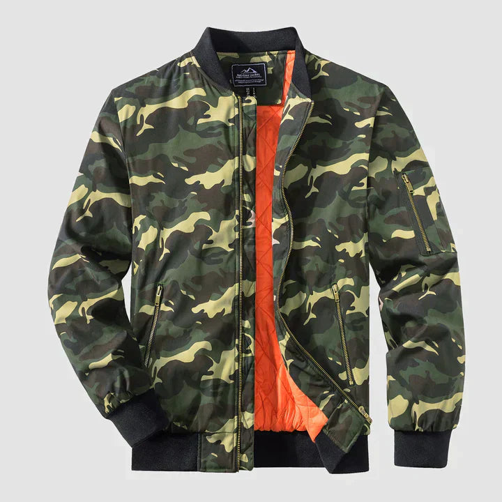 Stilvolle Herren-Bomberjacke in Schwarz, leicht und winddicht, mit klassischem Schnitt und modernen Details, vielseitig einse