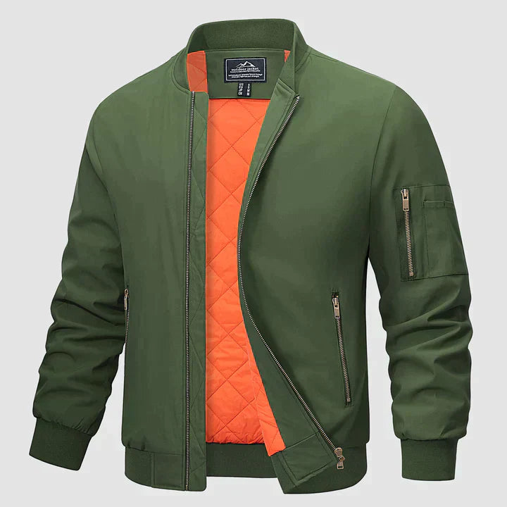 Stilvolle Herren-Bomberjacke in Schwarz, leicht und winddicht, mit klassischem Schnitt und modernen Details, vielseitig einse