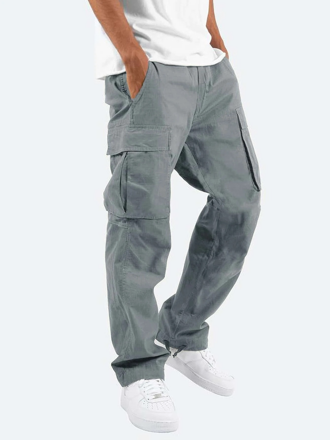 "Stilvolle Herren Cargo-Hose, vielseitig mit Seitentaschen, erhältlich in Braun, Dunkelgrün, Grau, Schwarz, Größen S bis 5XL"