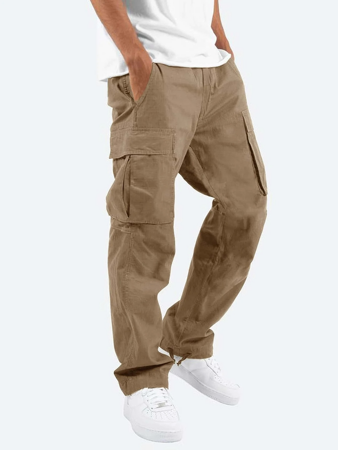 "Stilvolle Herren Cargo-Hose, vielseitig mit Seitentaschen, erhältlich in Braun, Dunkelgrün, Grau, Schwarz, Größen S bis 5XL"