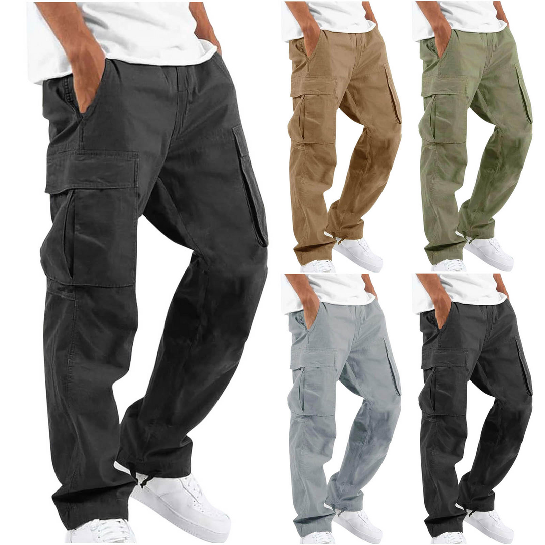 "Stilvolle Herren Cargo-Hose, vielseitig mit Seitentaschen, erhältlich in Braun, Dunkelgrün, Grau, Schwarz, Größen S bis 5XL"