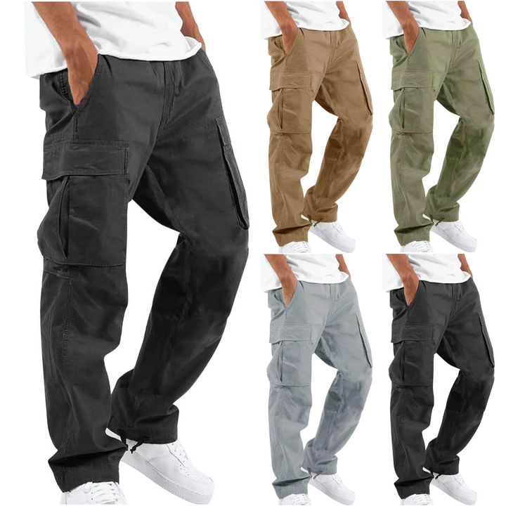"Stilvolle Herren Cargo-Hose, vielseitig mit Seitentaschen, erhältlich in Braun, Dunkelgrün, Grau, Schwarz, Größen S bis 5XL"