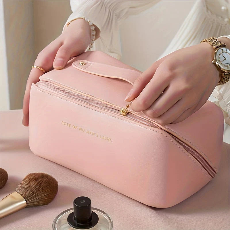 Stilvolle, reisefreundliche Kosmetiktasche mit Reißverschluss, elastischen Fächern und elegantem Design für Make-up-Organisat
