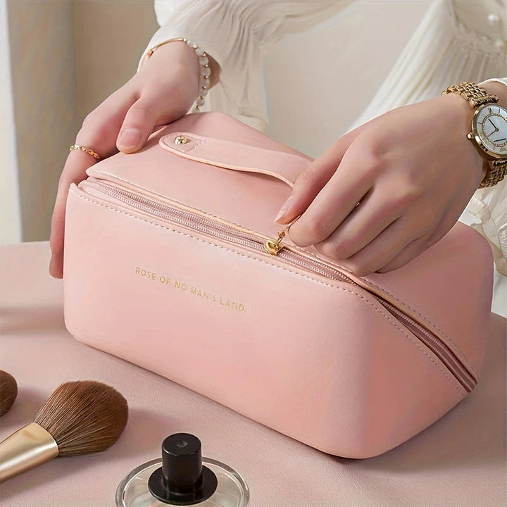 Stilvolle, reisefreundliche Kosmetiktasche mit Reißverschluss, elastischen Fächern und elegantem Design für Make-up-Organisat