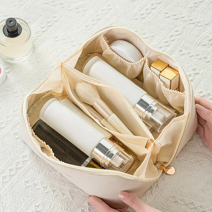 Stilvolle, reisefreundliche Kosmetiktasche mit Reißverschluss, elastischen Fächern und elegantem Design für Make-up-Organisat