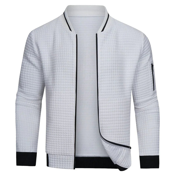 "Stilvoller Pullover mit Reißverschluss für Männer, komfortabel, warm, in Grau, Schwarz oder Weiß, ideal für kühle Tage."