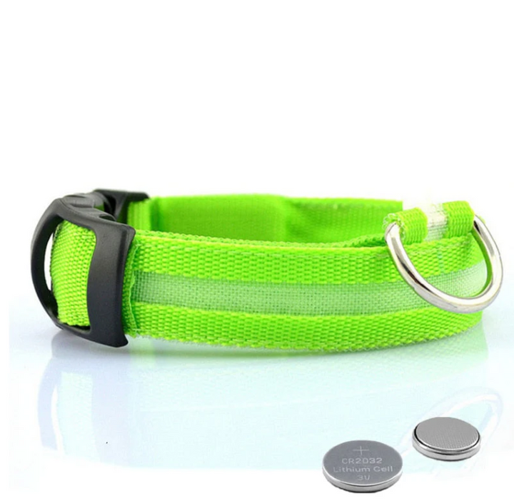 "Stilvolles LED Hundehalsband in bunt leuchtenden Farben, wetterfest, einstellbar, für kleine bis große Hunde geeignet."