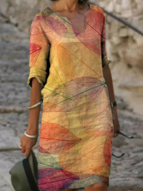 "Stilvolles Leinenkleid für Damen, luftiger Stoff, bequeme Passform, perfekt für Sommeroutfits, elegantes Design."