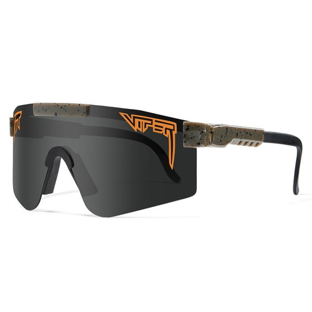 Stylische Damen-Sonnenbrille, polarisiert, UV-Schutz, orange Gläser, komfortabel, ideal für Outdoor-Aktivitäten.