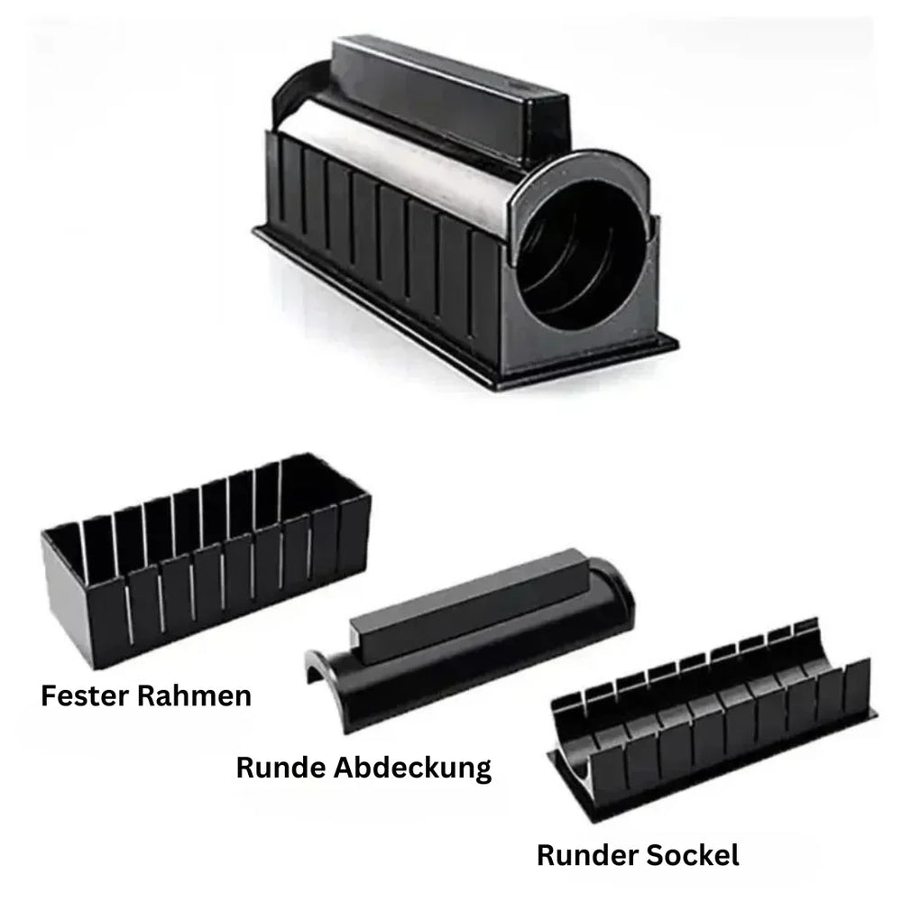 "Sushi Rollen Set mit Schablonen, Matten und Schneidehilfen für einfache und präzise Sushi-Zubereitung zu Hause."