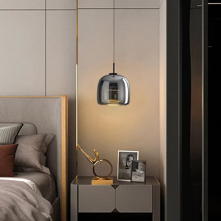 Moderne LED-Pendelleuchte aus Schwarzglas - Mehrköpfig