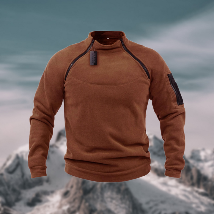 "Taktischer Herren Fleece Pullover, winddicht, stilvoll mit diebstahlsicheren Taschen, ideal für kalte, windige Tage."