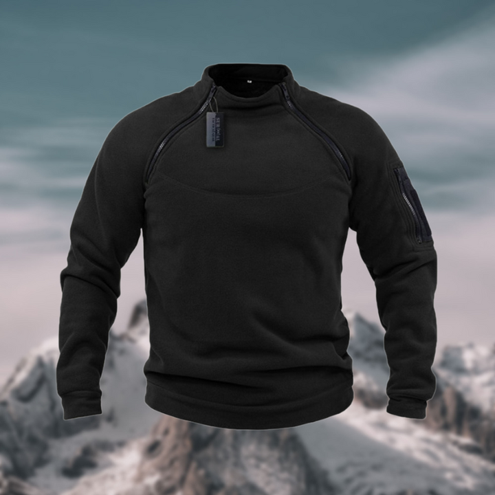 "Taktischer Herren Fleece Pullover, winddicht, stilvoll mit diebstahlsicheren Taschen, ideal für kalte, windige Tage."