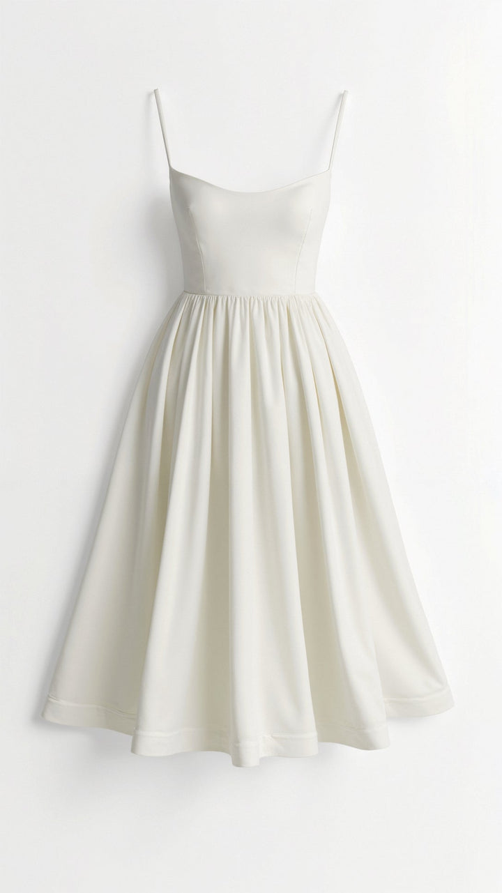 "Tamera Fließendes Midikleid, elegantes Design, hellblau, Midi-Länge, leichter Stoff, feminin und stilvoll."