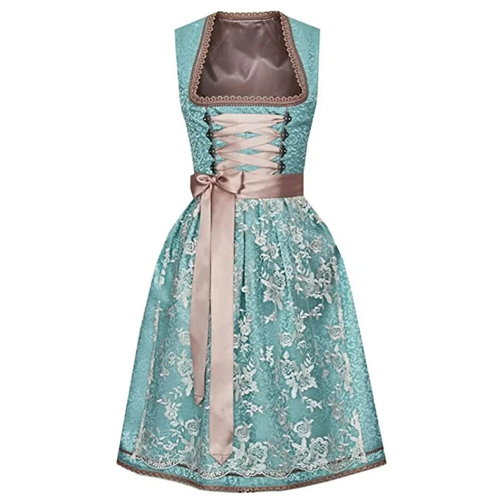 "Traditionelles Dirndl Kostüm mit modernen Details, elegantes Design, kurze Ärmel, ideal für Oktoberfest, weibliche Silhouett