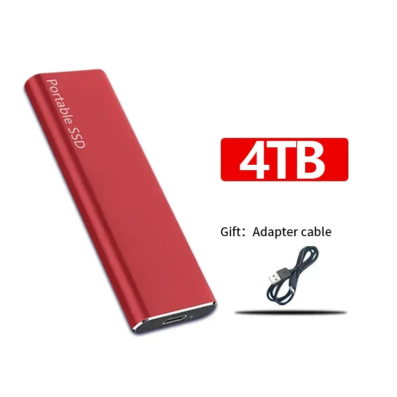 "Tragbare SSD 1TB-60TB, kompakt u. schnell, mit USB-Kabel, in Schwarz, aus Aluminium, ideal für Datenübertragung"