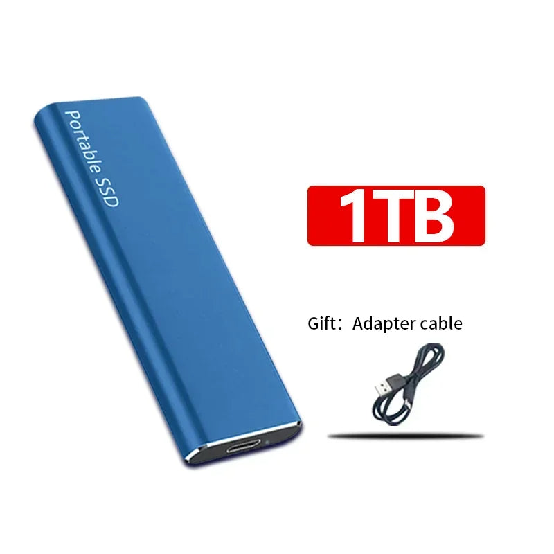 "Tragbare SSD 1TB-60TB, kompakt u. schnell, mit USB-Kabel, in Schwarz, aus Aluminium, ideal für Datenübertragung"