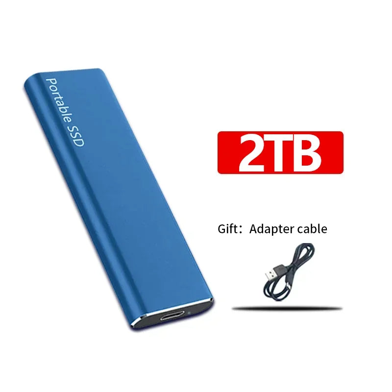 "Tragbare SSD 1TB-60TB, kompakt u. schnell, mit USB-Kabel, in Schwarz, aus Aluminium, ideal für Datenübertragung"