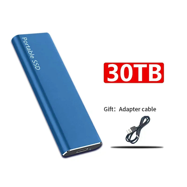 "Tragbare SSD 1TB-60TB, kompakt u. schnell, mit USB-Kabel, in Schwarz, aus Aluminium, ideal für Datenübertragung"