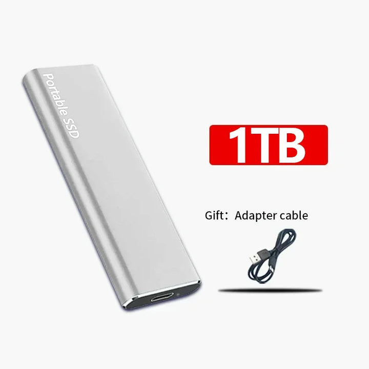 "Tragbare SSD 1TB-60TB, kompakt u. schnell, mit USB-Kabel, in Schwarz, aus Aluminium, ideal für Datenübertragung"