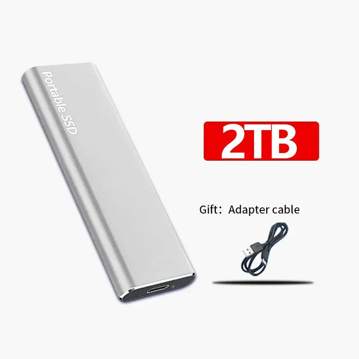 "Tragbare SSD 1TB-60TB, kompakt u. schnell, mit USB-Kabel, in Schwarz, aus Aluminium, ideal für Datenübertragung"