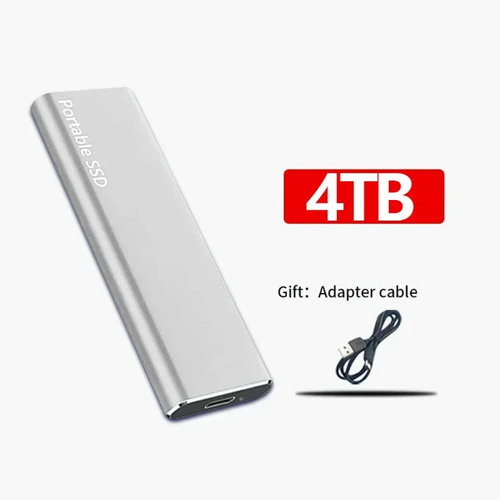 "Tragbare SSD 1TB-60TB, kompakt u. schnell, mit USB-Kabel, in Schwarz, aus Aluminium, ideal für Datenübertragung"