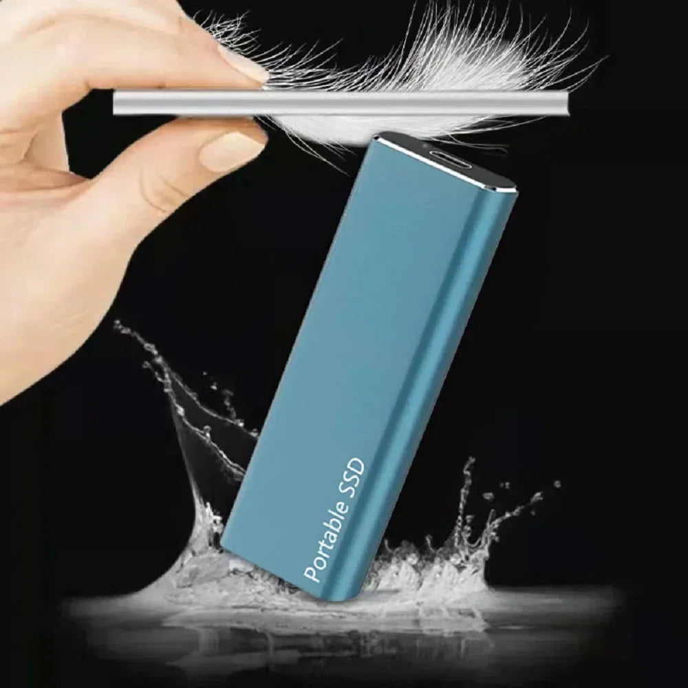 "Tragbare SSD 1TB-60TB, kompakt u. schnell, mit USB-Kabel, in Schwarz, aus Aluminium, ideal für Datenübertragung"