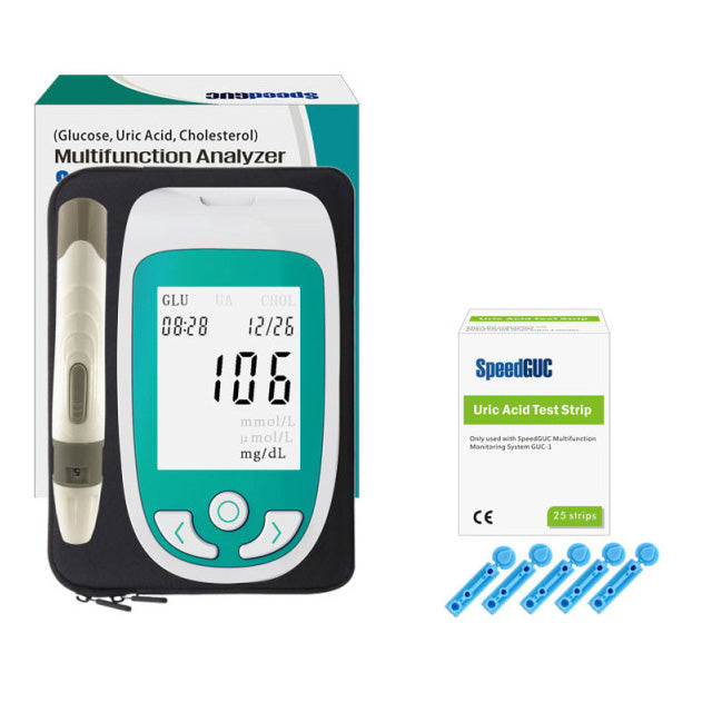 Tragbarer 3-in-1 Gesundheitsmonitor mit großem Display, zur Messung von Cholesterin, Glukose und Harnsäure, ideal für zuhause