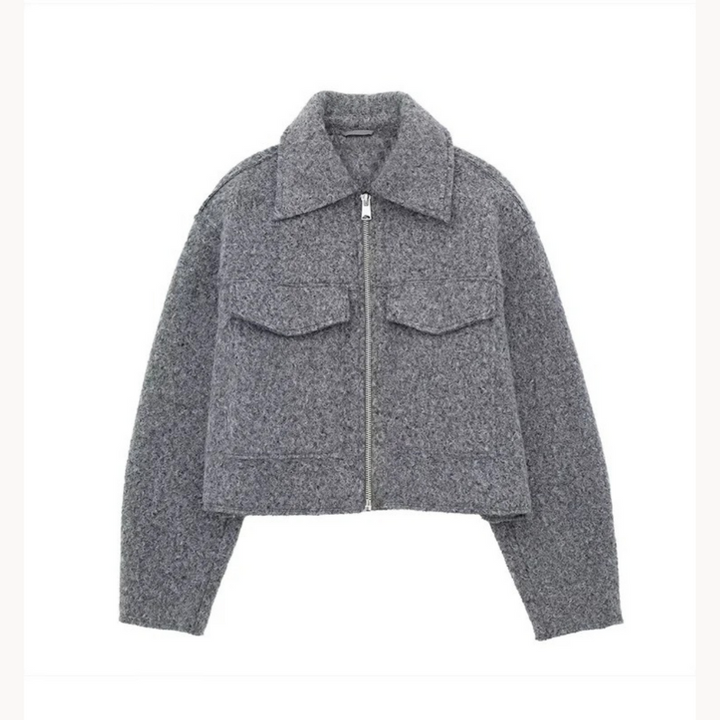 "Trendy Herbst Damen Jacke mit schlankem Schnitt, Beige, Rot, Blau, Grau oder Schwarz, für stilvolle Übergangsoutfits."