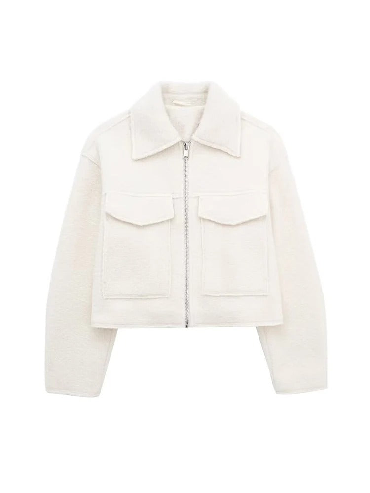 "Trendy Herbst Damen Jacke mit schlankem Schnitt, Beige, Rot, Blau, Grau oder Schwarz, für stilvolle Übergangsoutfits."