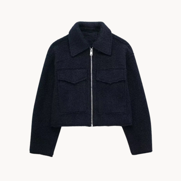 "Trendy Herbst Damen Jacke mit schlankem Schnitt, Beige, Rot, Blau, Grau oder Schwarz, für stilvolle Übergangsoutfits."