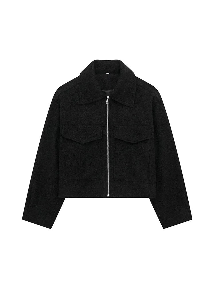 "Trendy Herbst Damen Jacke mit schlankem Schnitt, Beige, Rot, Blau, Grau oder Schwarz, für stilvolle Übergangsoutfits."