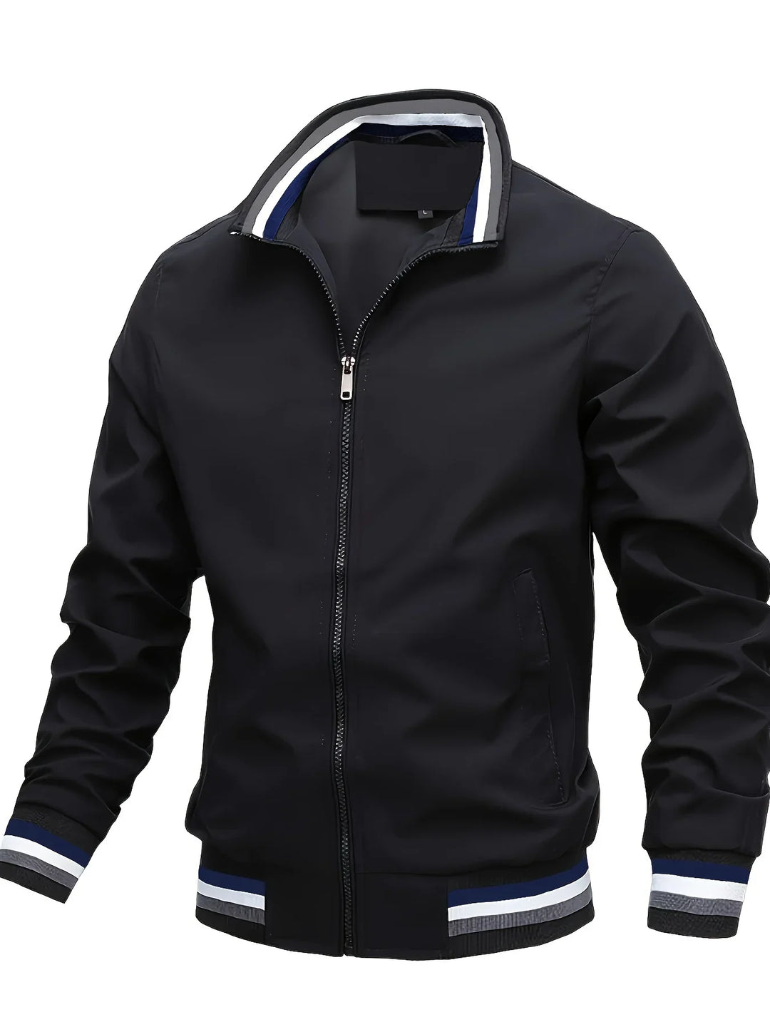 "Übergangsjacke Herren aus Leder, sportlich-elegant, in Armeegrün, mit schützendem Kragen und praktischen Taschen."