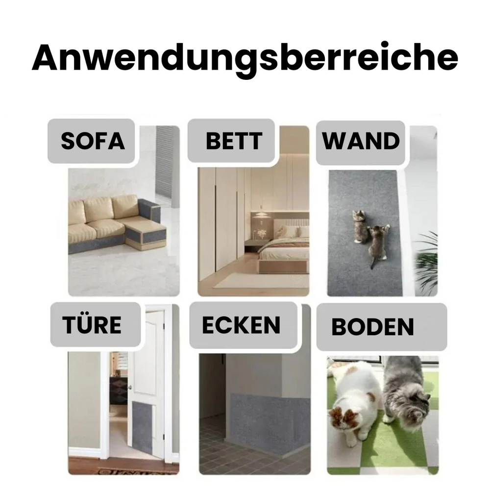"Universeller Katzen Kratzschutz beige auf Couch, schützt Möbel vor Kratzern, einfach anzuwenden, anpassbar, unauffällig."