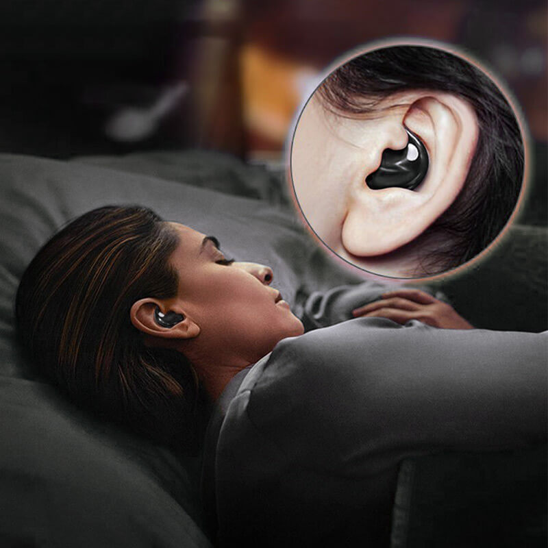 Unsichtbare IPX5 Bluetooth-Kopfhörer, ergonomisch und leicht, ideal für Sport und Alltag, in elegantem Design abgebildet.
