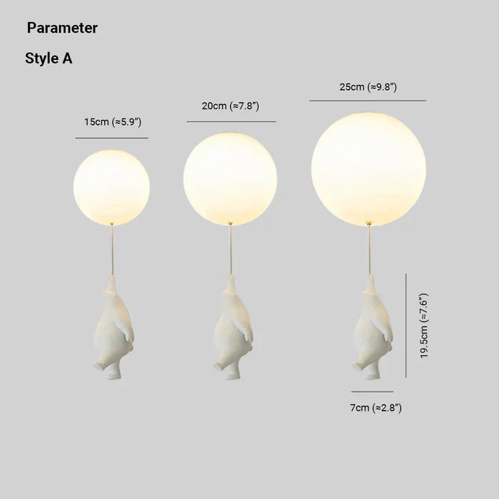"Verspielte Kinder-Deckenlampe mit Bär- und Ballonmotiv, perfekte Beleuchtung für fantasievolle Atmosphären im Kinderzimmer."