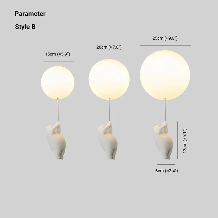 "Verspielte Kinder-Deckenlampe mit Bär- und Ballonmotiv, perfekte Beleuchtung für fantasievolle Atmosphären im Kinderzimmer."