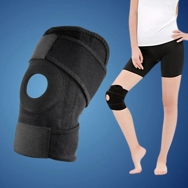 Verstellbare ProFlex Kniebandage mit seitlichen Stabilisatoren, bietet Kompression und Schmerzlinderung durch atmungsaktives 