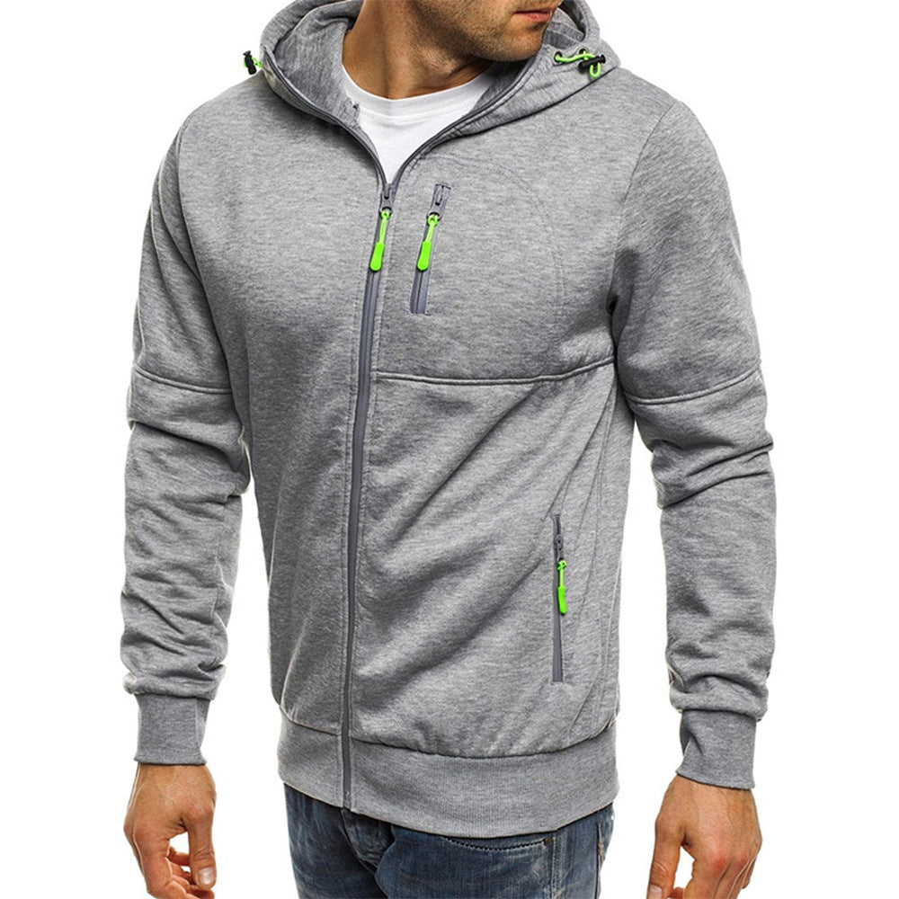 "Vielseitige Herren Outdoor Strickjacke, grau, mit robustem Strickmaterial, elegantes Design, perfekte Passform, praktisch."