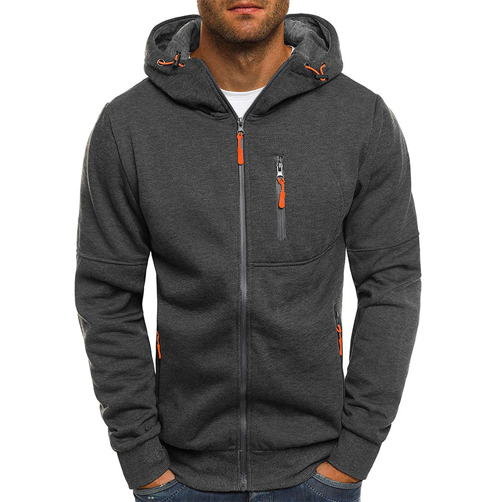 "Vielseitige Herren Outdoor Strickjacke, grau, mit robustem Strickmaterial, elegantes Design, perfekte Passform, praktisch."