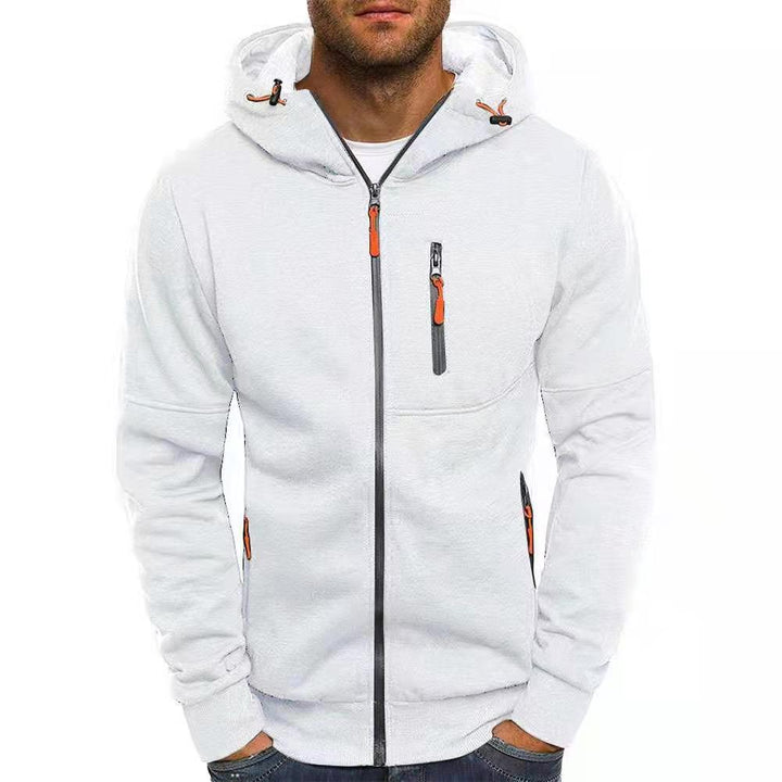 "Vielseitige Herren Outdoor Strickjacke, grau, mit robustem Strickmaterial, elegantes Design, perfekte Passform, praktisch."