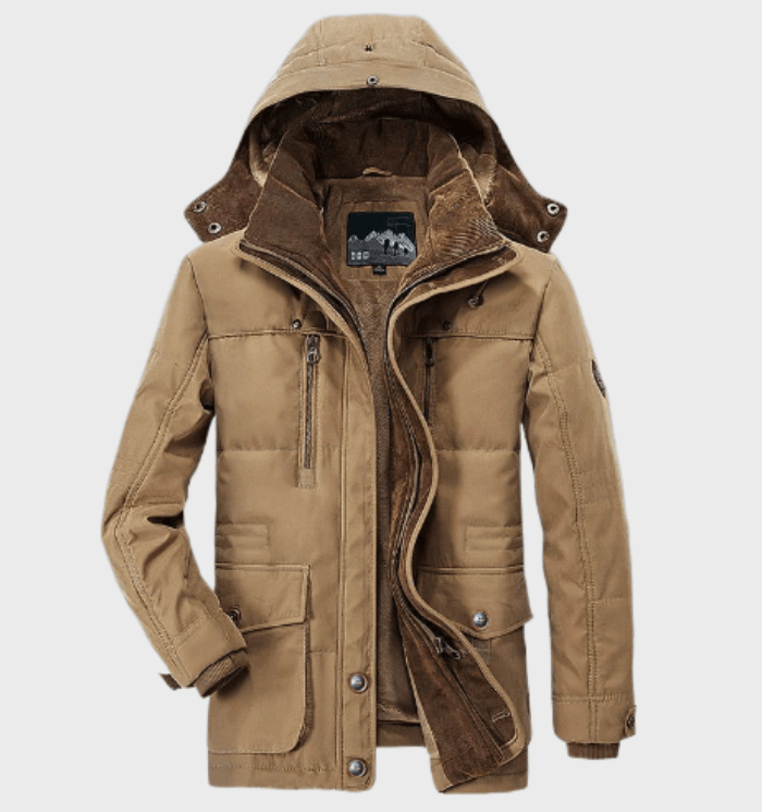 "Wasserdichte, atmungsaktive Herren-Winterjacke in modernem Design für Outdoor-Aktivitäten und kalte Tage."