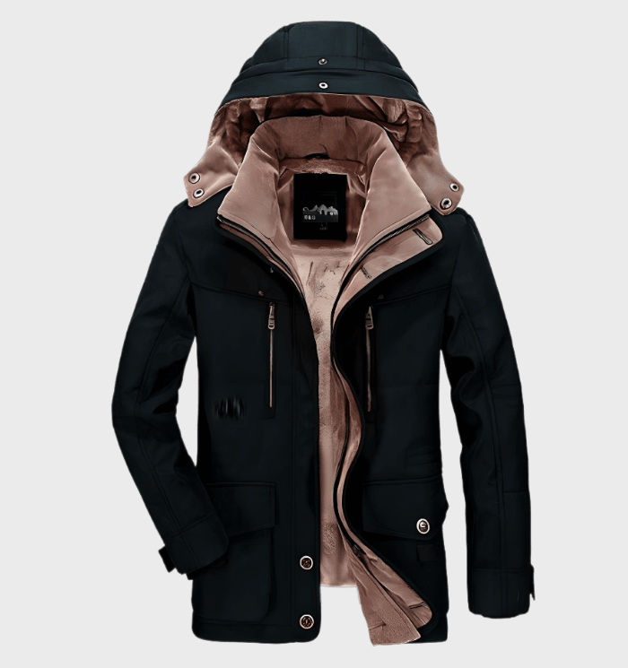 "Wasserdichte, atmungsaktive Herren-Winterjacke in modernem Design für Outdoor-Aktivitäten und kalte Tage."