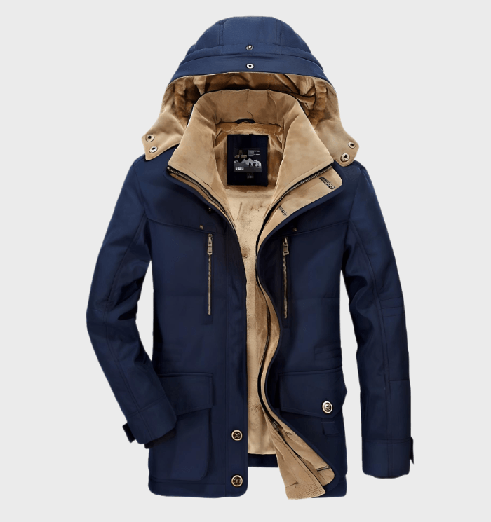 "Wasserdichte, atmungsaktive Herren-Winterjacke in modernem Design für Outdoor-Aktivitäten und kalte Tage."